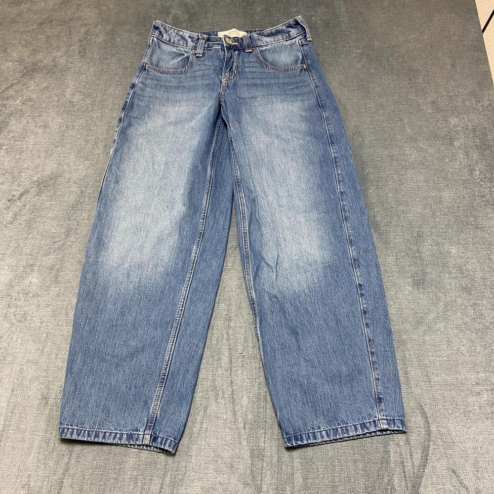 Hollister Jeans Womens 2R 26x29 Blue Denim Medium Wash Low Rise Taper Baggy